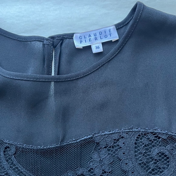 Claudie Pierlot Lace Cocktail A-line Black Flowy Dress - Picture 11 of 13